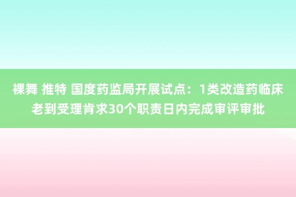 裸舞 推特 国度药监局开展试点：1类改造药临床老到受理肯求30个职责日内完成审评审批