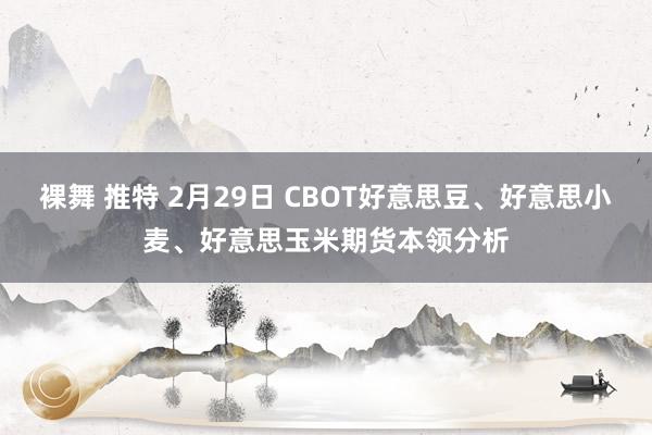 裸舞 推特 2月29日 CBOT好意思豆、好意思小麦、好意思玉米期货本领分析