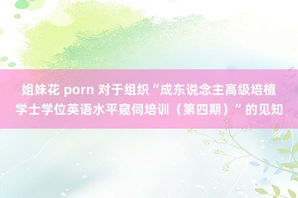 姐妹花 porn 对于组织“成东说念主高级培植学士学位英语水平窥伺培训（第四期）”的见知